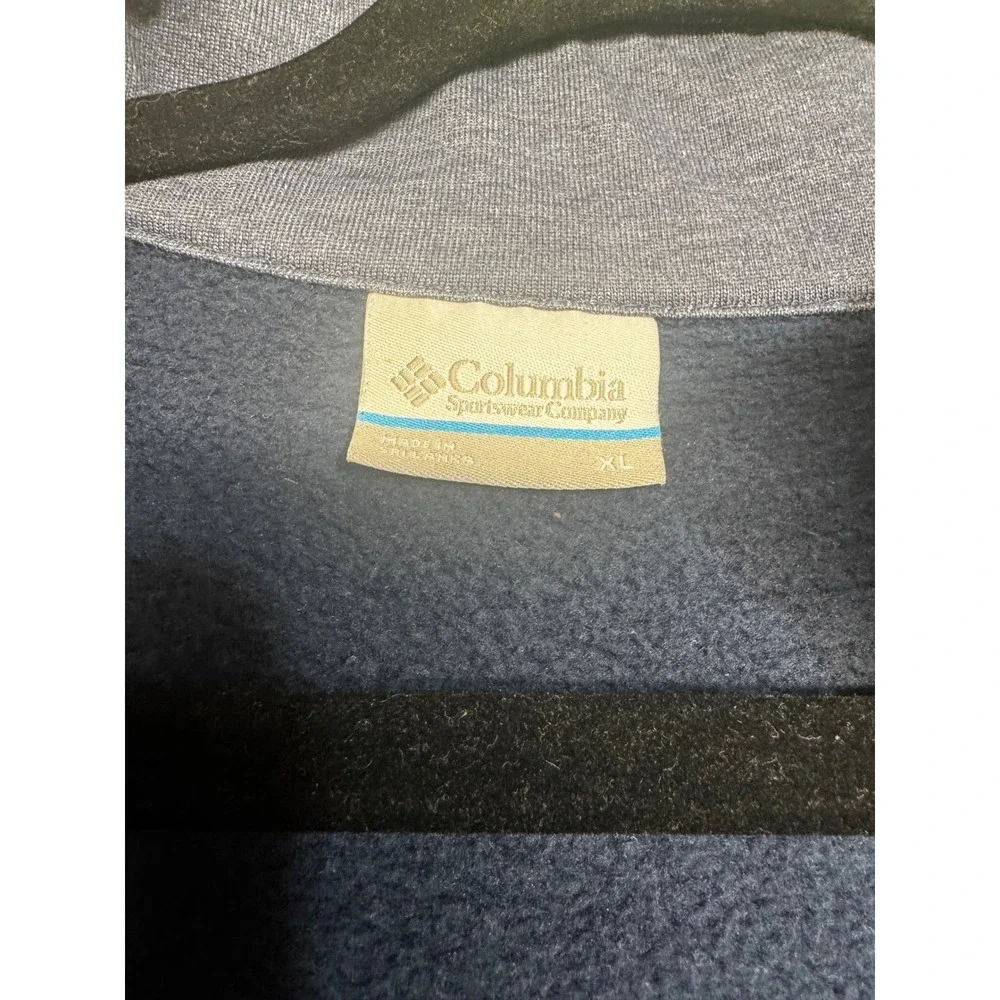 Columbia Mens XL Quarter Zip Fleece Pullover Heathered Navy Blue Sweater Jacket
